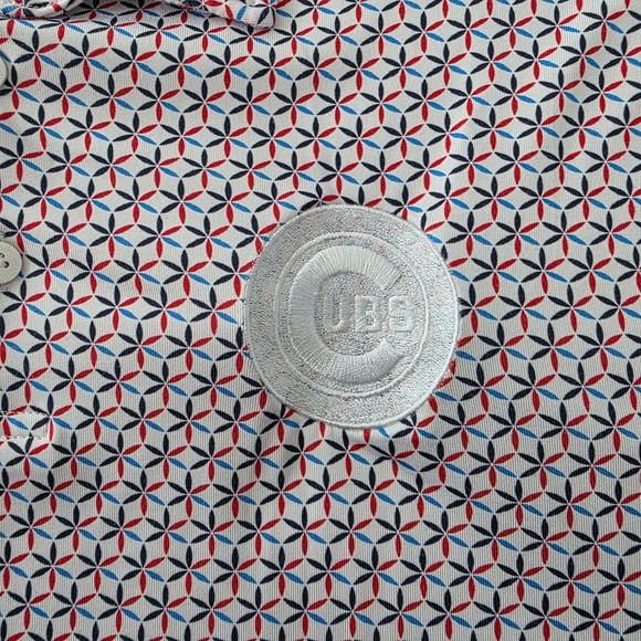 Antigua Mens Chicago Cubs Golf Polo Shirt XL Geometric Print Embroidered Logo - Picture 3 of 9